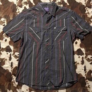 Salt Valley Western Stripped Short Sleeve Shirt L